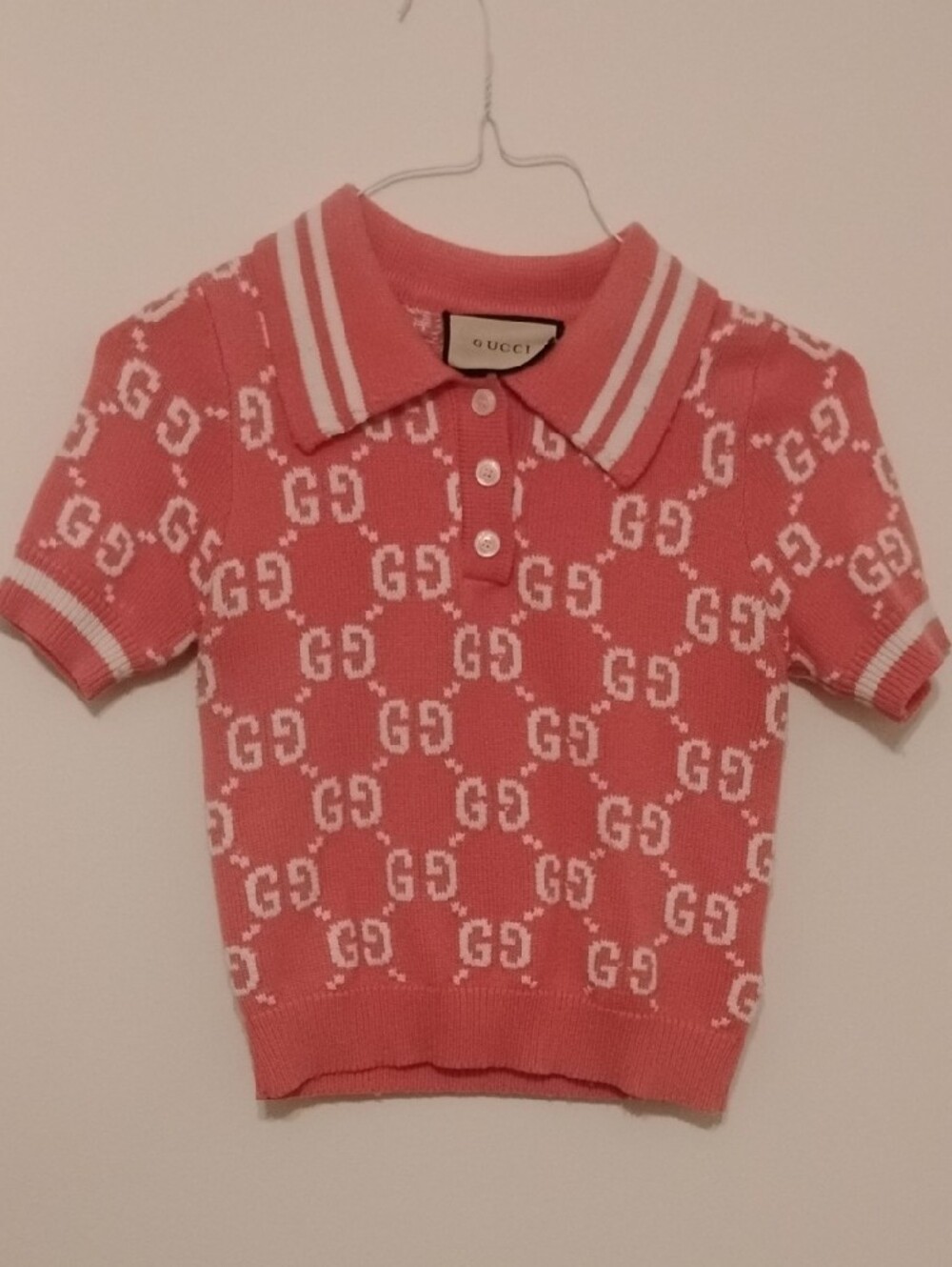 Gucci Coral Pink GG Jacquard Polo Shirt